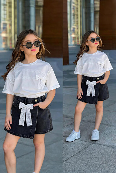 Minigimin Cicileri My Little One's Lace Bow Detailed Girls' Shorts and Skirt ...