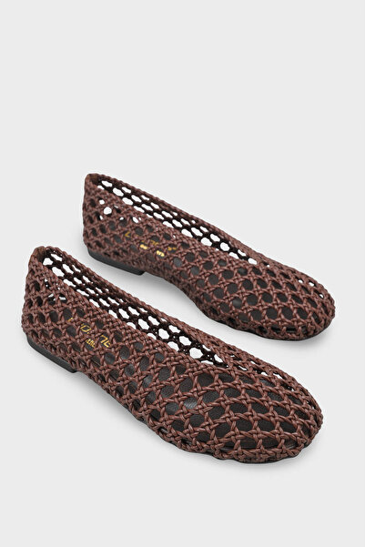 Capone Outfitters Johanna Hand Knitted Straw Leather Lined Women's Ballerinas