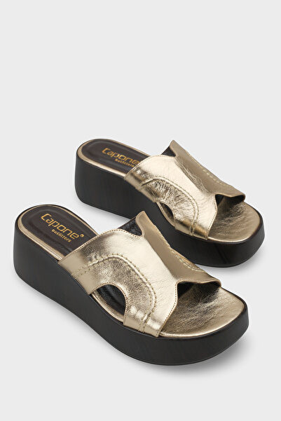 Capone Outfitters Genuine Leather Suede Wedge Heeled Women's Sandals