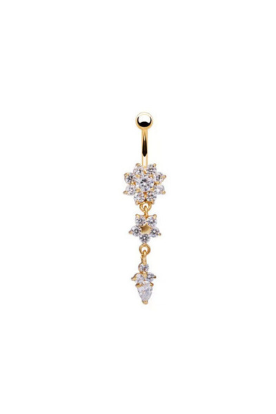 Choice S1-1pc-golden 1Pc Stainless Steel Crystal Zircon Belly Button Rings, P...
