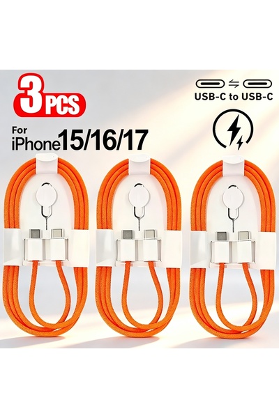Choice1 1m 3PCS-Orange 3Pcs 1M 60W Type-C Braided Fast Charging Cable Durable...