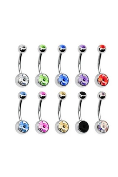 Choice S1-10pcs-color cz 5/10 Pcs Piercing Navel Surgical Steel Single Crysta...