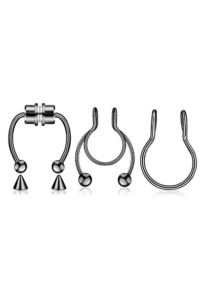 choice2 C3-3Pcs-Black 3Pcs Fake Nose Ring Magnetic Septum Ring Fake Nose Ring...