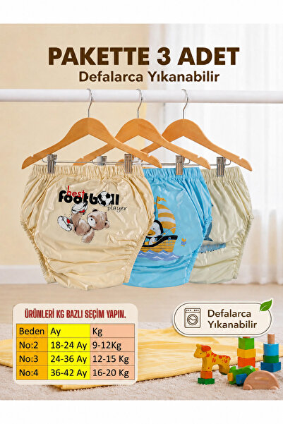 babixkids Anti Alerjik Yıkanabilir 3'lü Erkek Bebek Alıştırma Külodu Bebek Tu...