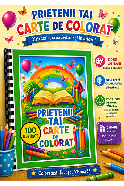 Disney Cartea Ta de Colorat ”Prietenii Tai ” 100 Ilustrate A4 Coperti Carton