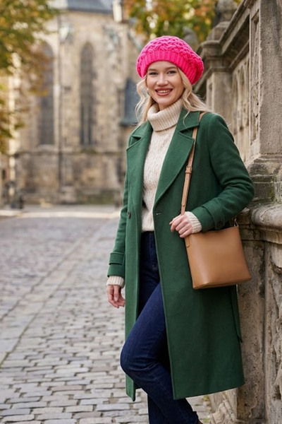 Ritagarcia Double Layer Neon Pink Women's Painter Beret