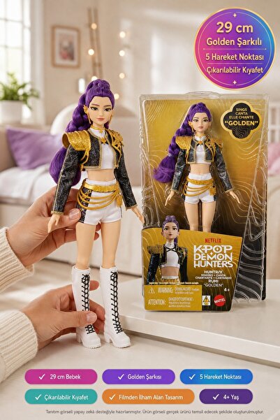 TOYFEST KPop Demon Hunters HUNTR/X Rumi Golden Şarkı Söyleyen Eklemli Bebek 2...