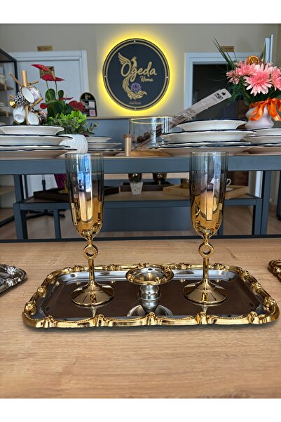Ogeda Home Gold 2'li Kahve Yanı Su Bardağı-2'li Amore Titanic Kahve Yanı Su B...