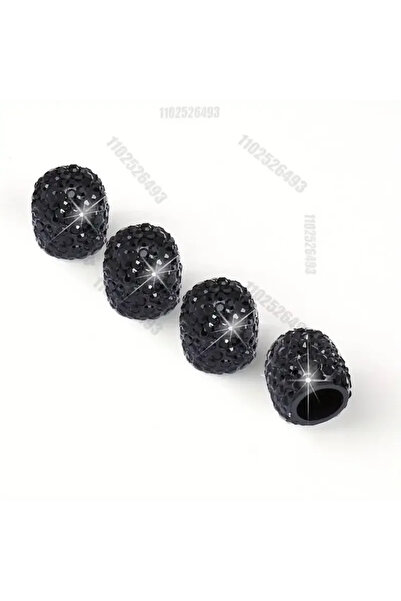 Choice7 4pcs-black 4PCS Crystal Car Tire Valve Caps Diamond Shining Dust-proo...
