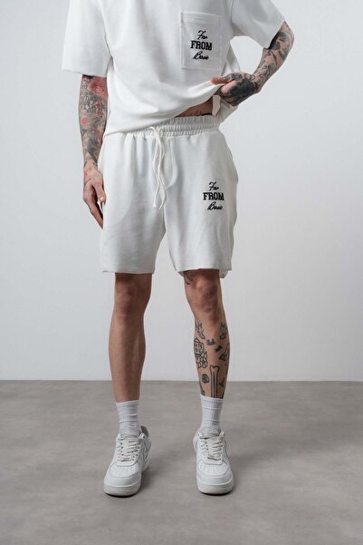Respire Men's Far from Basic Printed Shorts Ecru