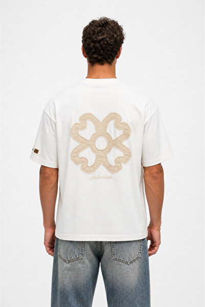 Respire Ανδρικό T-Shirt Oversize με Λεπτομέρεια Κεντήματος Εκρού