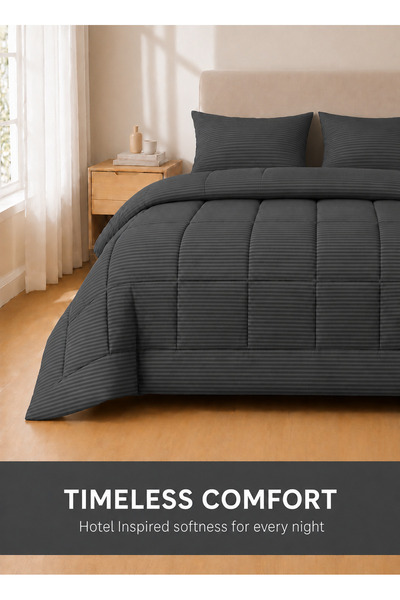Hotel Linen Klub Stripe Comforter Set- Ultra Soft Brushed Microfiber Fabric, Soft Siliconized Fiber Filling