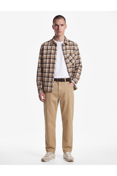 Koton Regular Fit Pocket Detailed Long Sleeve Classic Collar Buttoned Plaid S...