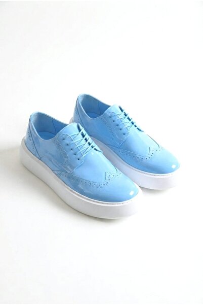 Zerenyus Rugy premium men's daily lace-up casual classic shoes blue patent le...