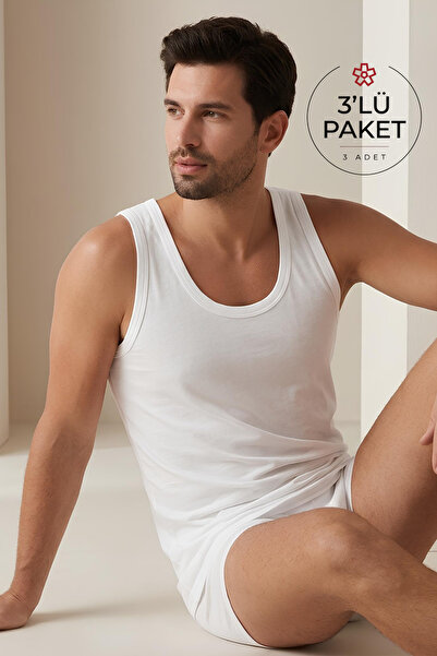 YILDIZ Single Jersey Men's Undershirt White 100% Cotton 3-Pack