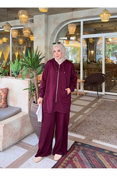 nurvina modest wear Oversize Hooded Modal Fabric Double Pocket Hijab Two-Piec...