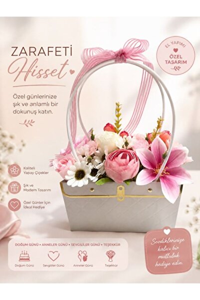 Tasarım Hediye4lik Pembe Gerçek Görünümlü Yapay Gül