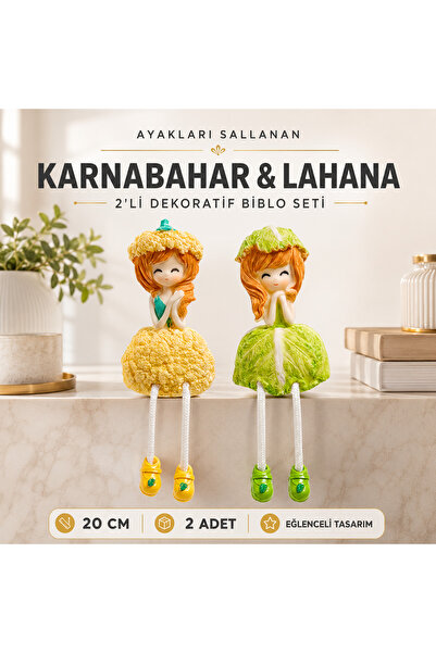 e-life shop Ayakları Sallanan Karnabahar & Lahana Gövdeler Biblo Dekoratif He...