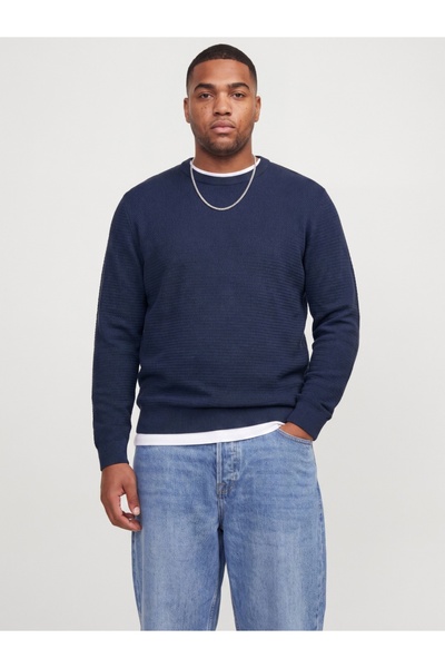 Jack & Jones Plus Pulover tricotat pentru bărbați, mărimi mari, din bumbac or...