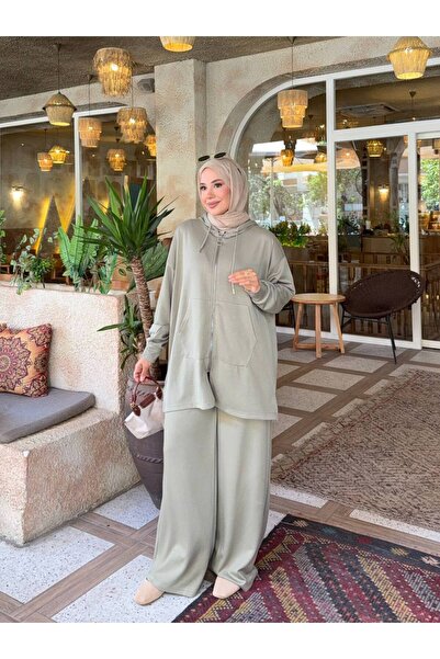 nurvina modest wear Σετ δύο τεμαχίων με υπερμεγέθη κουκούλα, από ύφασμα Modal...