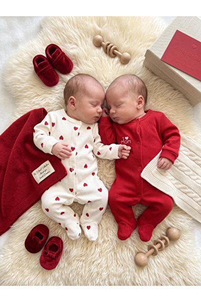 ALTINTAŞ BABY Kırmızı Kalpler Kız Bebek Tulum
