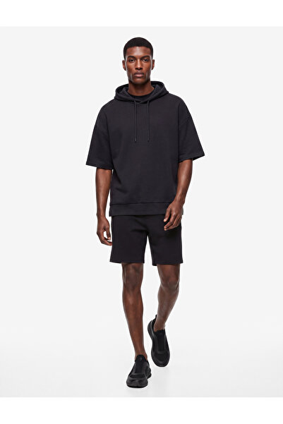 Koton Short Sleeve Hooded Cotton Oversized Sports Sweatshirt