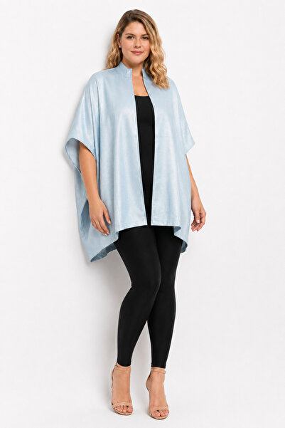 Şans Women's Large Size Blue Glitter Detailed Cape 65n18922