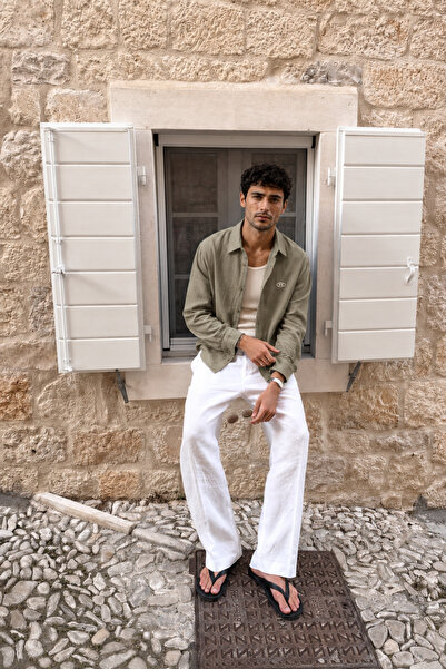 Respire Men's Muslin Oversize Shirt Khaki