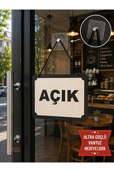 Genel Markalar MDF Kapı Tabelas Açık Kapalı Çift Yönlü Mağaza Dükkan Ofis Açı...