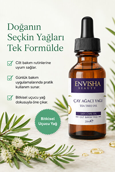 Envisha Beauty Çay Ağacı Yağı %100 Doğal Bitkisel Yağ Tea Tree Oil 20 ML