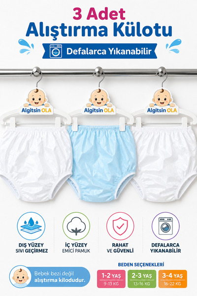Algitsin O L A Yıkanabilir Alıştırma Külodu 3 Adet