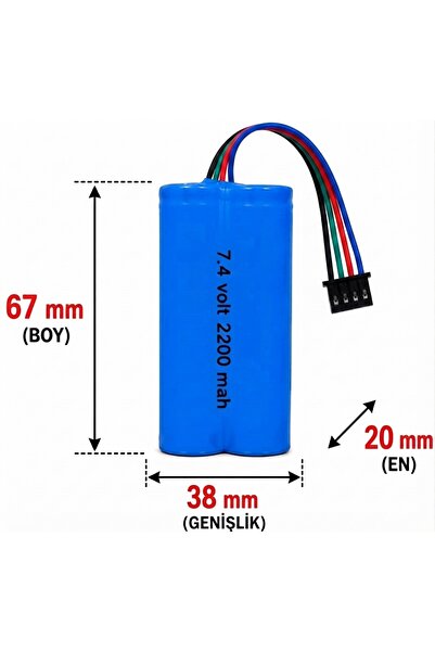 MAMSHOP 1 Adet 7.4 volt 2200 Mah 18650 Li-ion JSTSM 4P Siyah 4 pin Soketli Oy...