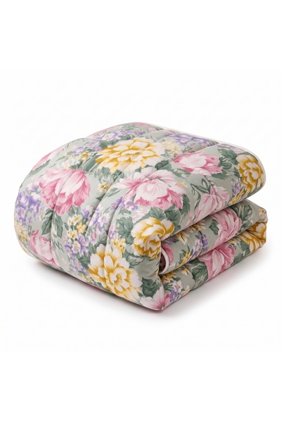 Boema Home Deco Pilota de iarna cu puf si pana de gasca, 160 x 200 cm, Flori mov