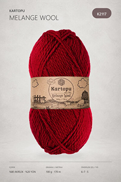 Kartopu Melange Wool Yünlü El Örgü Ipi K2117 Kırmızı