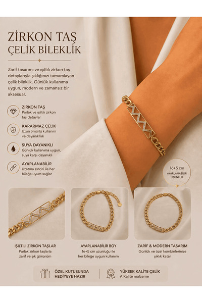 Generic Brand Zircon Zigzag Stone Model Steel Tag Bracelet