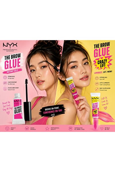 NYX Professional Makeup ماسكارا الحواجب الشفافة اللامعة الاحترافية من NYX Pro...
