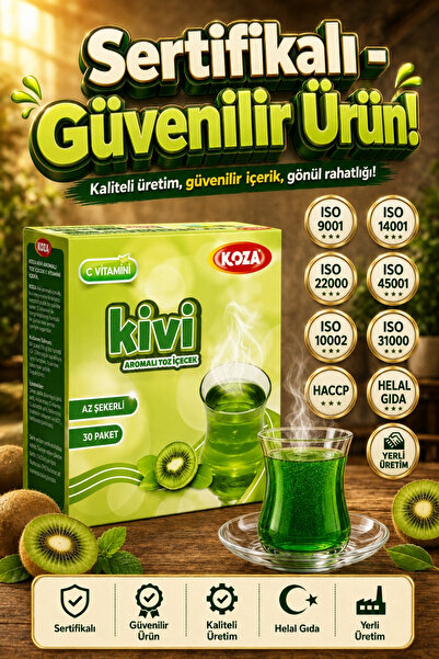 Koza Gurmelerin Seçimi Az Şekerli Kivili Çay Pratik Lezzet Kivi Aromalı Tek İçimlik Premium İçecek Tozu 30 Stick