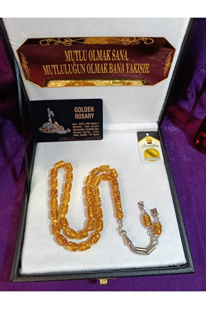 zikirmatik Golden Rosary Altın Parçacıklı Altın Sarısı Tesbih Kişiye Özel Yaz...
