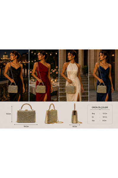 womenacs Gold Silver Double Color Single Surface Stoned Evening Dress Clutch ...