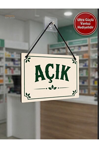 Genel Markalar Açık Kapalı Tabelası Çift Taraflı MDF 15x20cm - Ultra Güçlü Va...