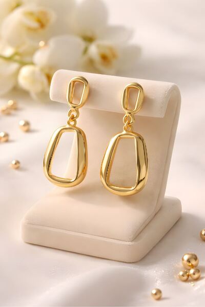 mosmoda Gold Dörtgen Sallantılı Küpe, Hafif