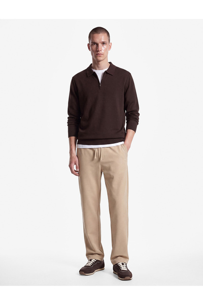 Koton Pantaloni din material textil cu buzunare și șireturi în talie