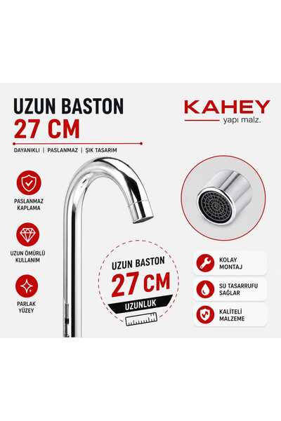 ASIR ARMATÜR Mutfak&Banyo Eviye Batarya Kuğu Borusu Uzun Baston 27 cm