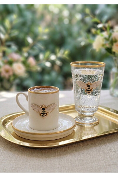 REGNA HOME Fine Living Queen Bee 2-Person Decorated Coffee Side Water Glass 6...