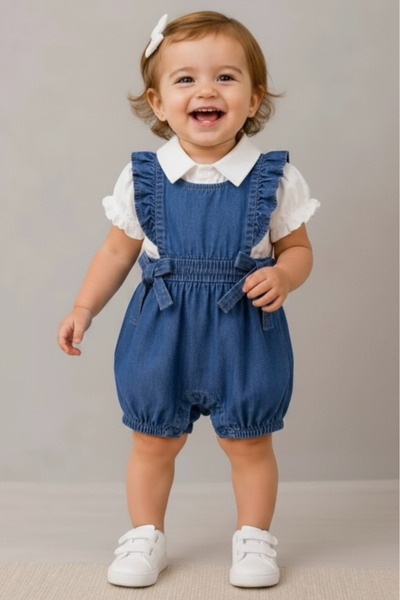 ALTINTAŞ BABY Yandan Bağlama Detaylı Gömlekli Alttan Çıtçıtlı Tulum Set