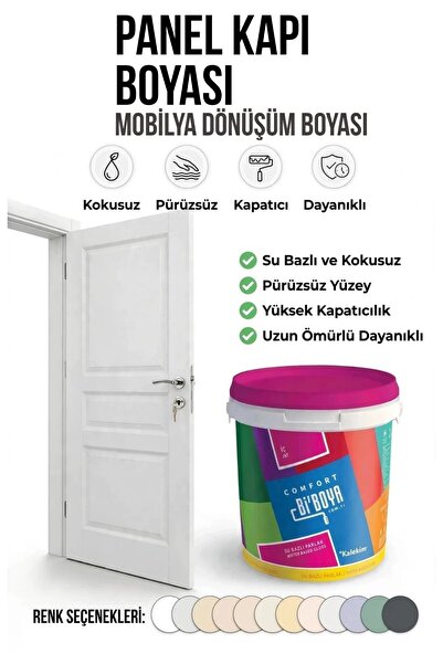Bi Boya Panel Kapı Boyası Amerikan Kapı Ahşap ve Metal Boyası Beyaz