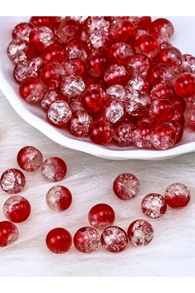 Choice 160pcsc red white 160pcs 8mm Red and White Transparent Cracked Beads w...