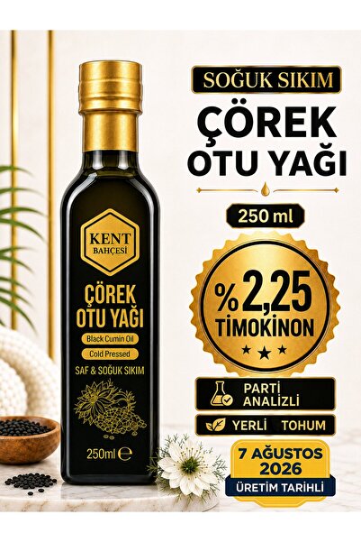 KENT BAHÇESİ Çörek Otu Yağı 250 ml | Parti Analizli %2,25 Timokinon | Yerli T...
