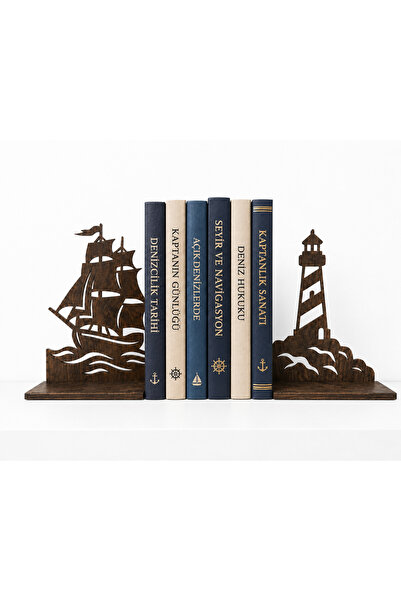 ROKH ⚓   Set of 2 Sailor-Themed Book Holders – Wooden Bookshelf Decor with Sh...