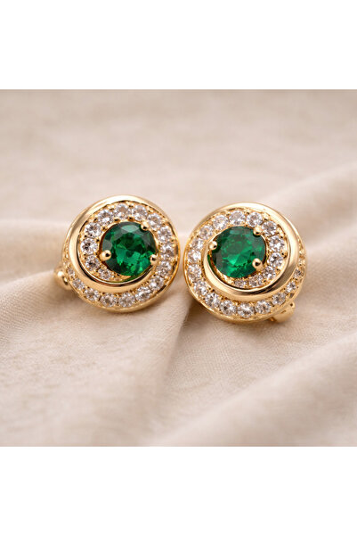 XUPING JEWELRY Cercei placați cu aur și pietre de zirconiu verde